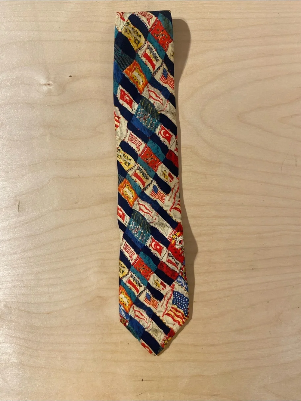 Structure Men's Navy Blue Patterned Flag Motif Tie (RO)